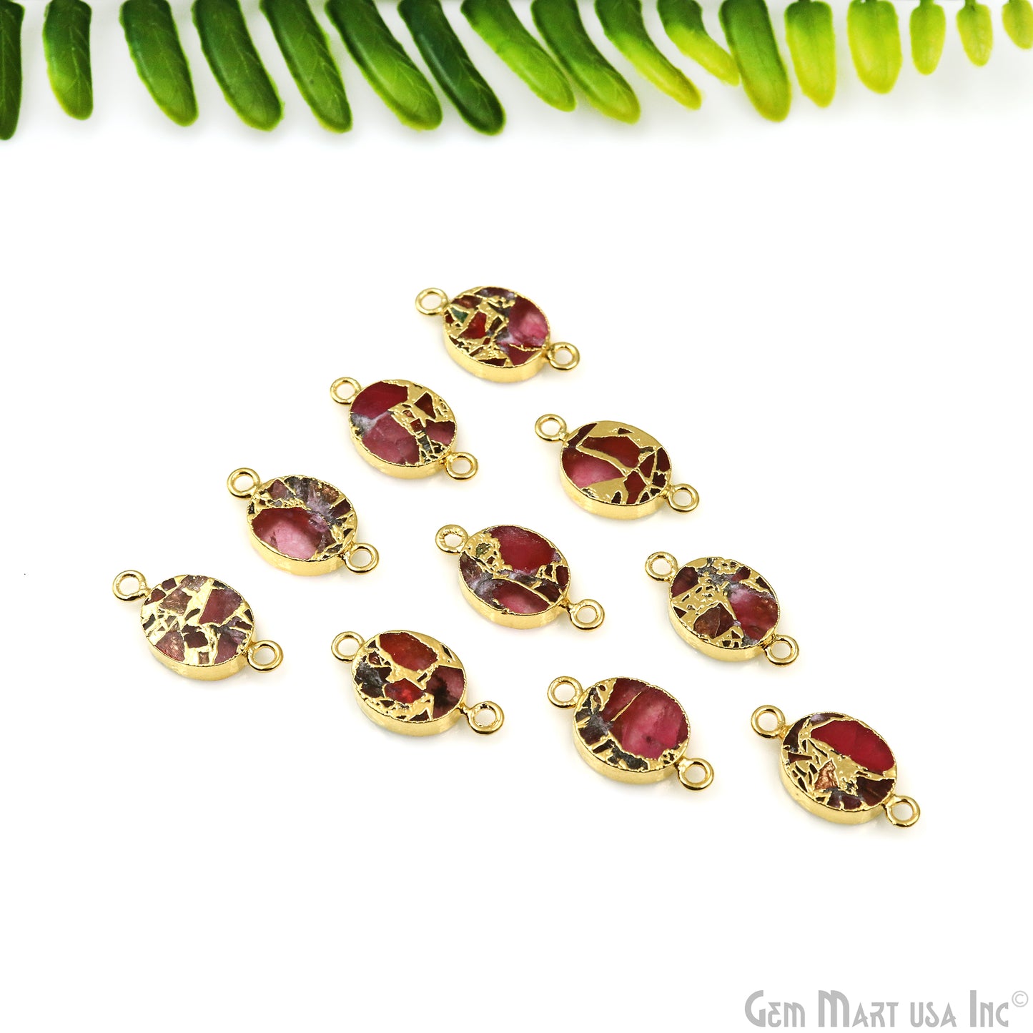 Mohave Oval 10x12mm Double Bail Gold Electroplated Gemstone Connector