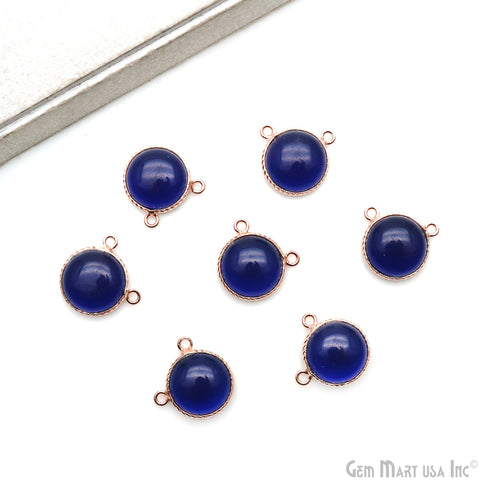 Sapphire Cabochon 12mm Round Twisted Bezel Cat Bail Gemstone Connector