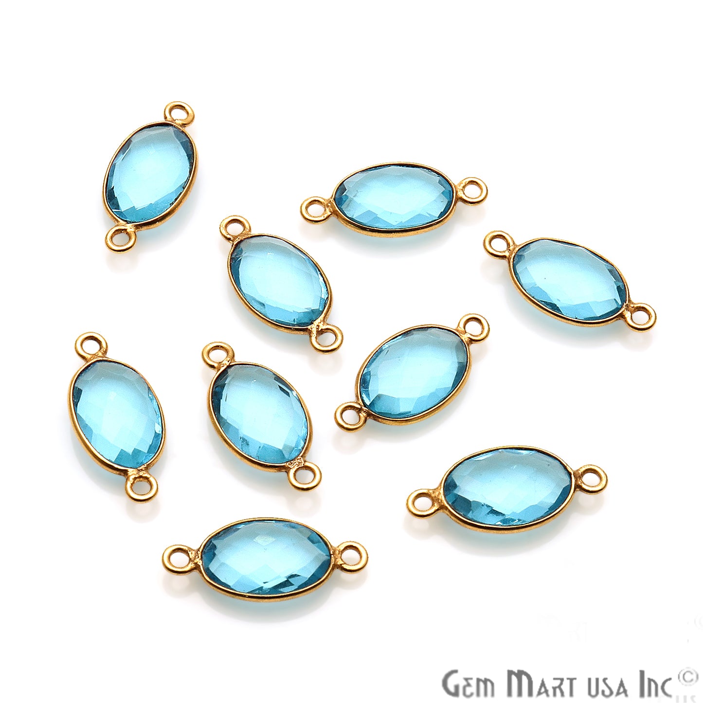 Gemstone Oval 8x12mm Gold Gemstone Connector (Pick Your Stone,Bail) - GemMartUSA