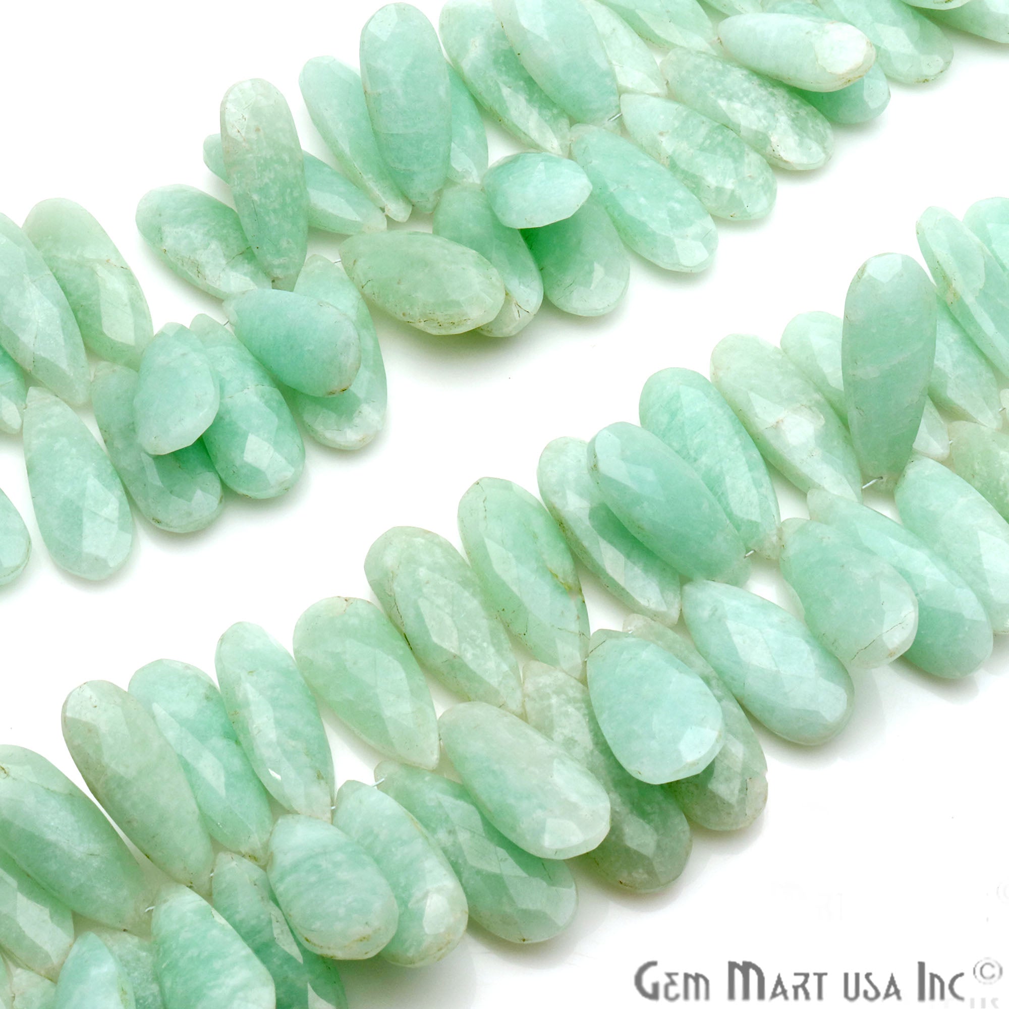 Amazonite Pears 30x12mm Crafting Beads Gemstone Briolette Strands 8 INCH - GemMartUSA