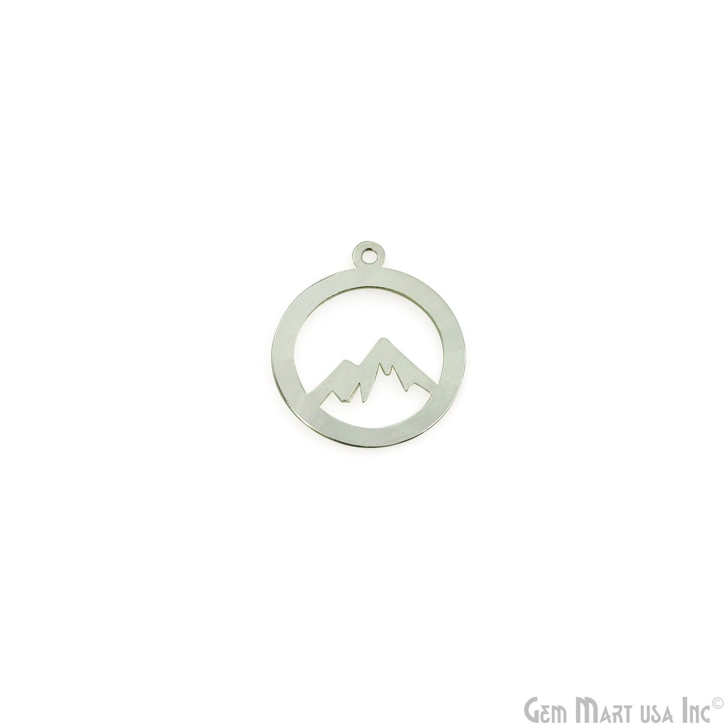 Mountain Shape Round Laser Charm Silver Plated 25x21.7mm Finding Charm Connector