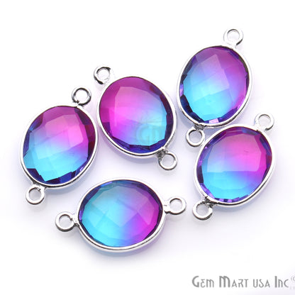 Doublet Aura Quartz 10x12mm Oval Connector (Pick Color,Plating,Bail) - GemMartUSA