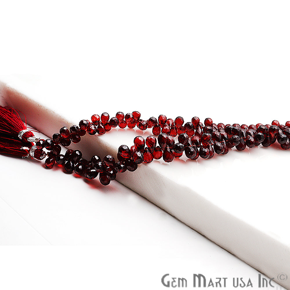 Garnet Drop Beads Gemstone 7x5mm Teardrop Rondelle Beads - GemMartUSA