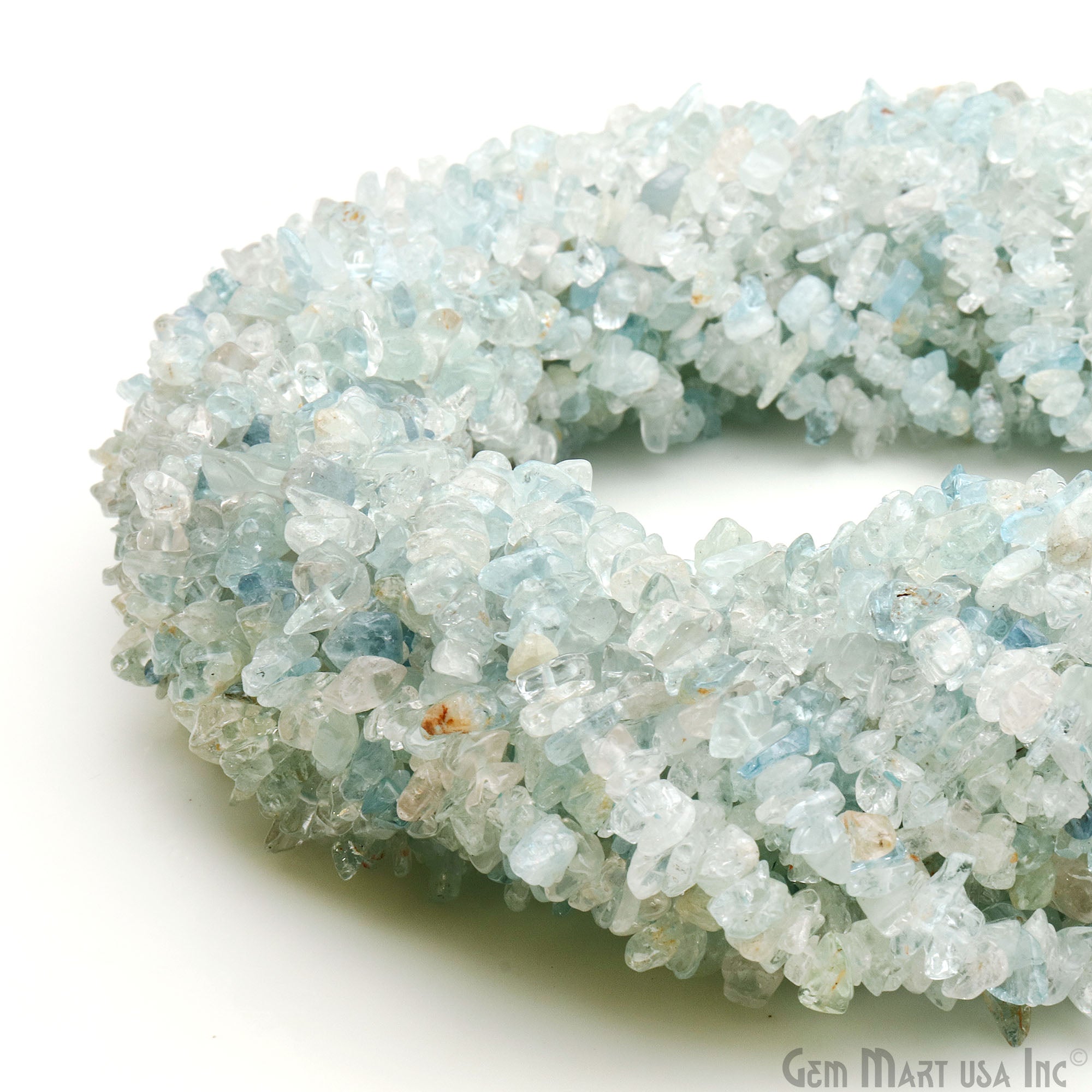 Natural Aquamarine Semi Precious Gemstone Chip Beads 34" Strand - GemMartUSA