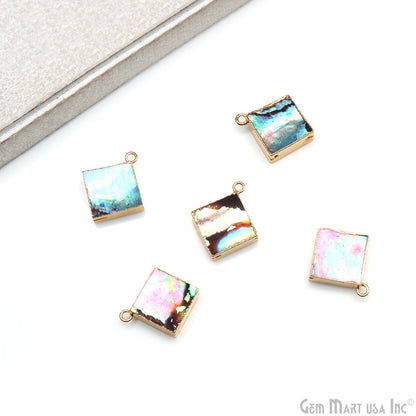 Abalone Shell 14mm Square Single Bail Gold Electroplated Connector