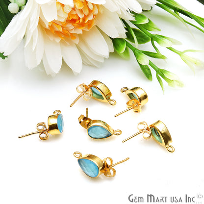 DIY Pear 13x7mm Gold Bail Gemstone stud Earring (Pick Your Gemstone) - GemMartUSA