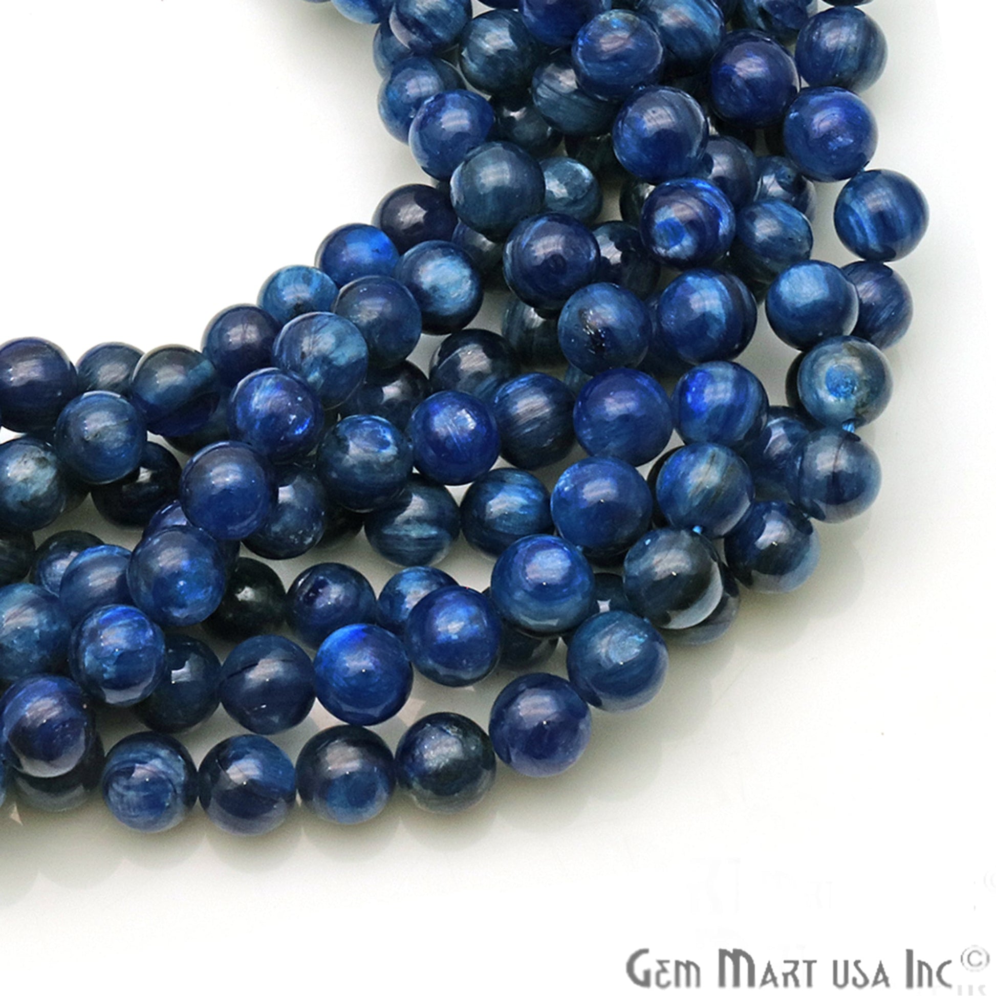 Kyanite 8-9mm Cabochon Rondelle Beads Strands 14Inch - GemMartUSA