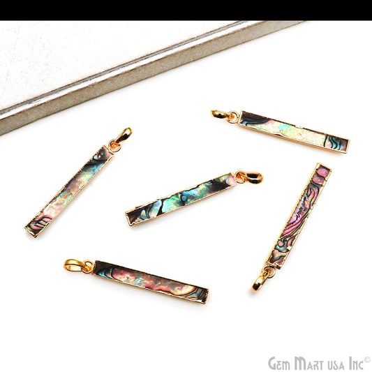 Abalone 45x7mm Gold Electroplated Bar Necklace Pendant