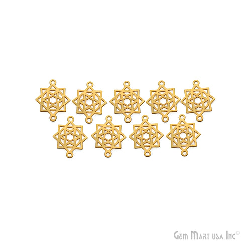 Metatron's Cube Charm Gold Laser Finding 25x19.8mm Gold Plated Charm For Bracelets & Pendants