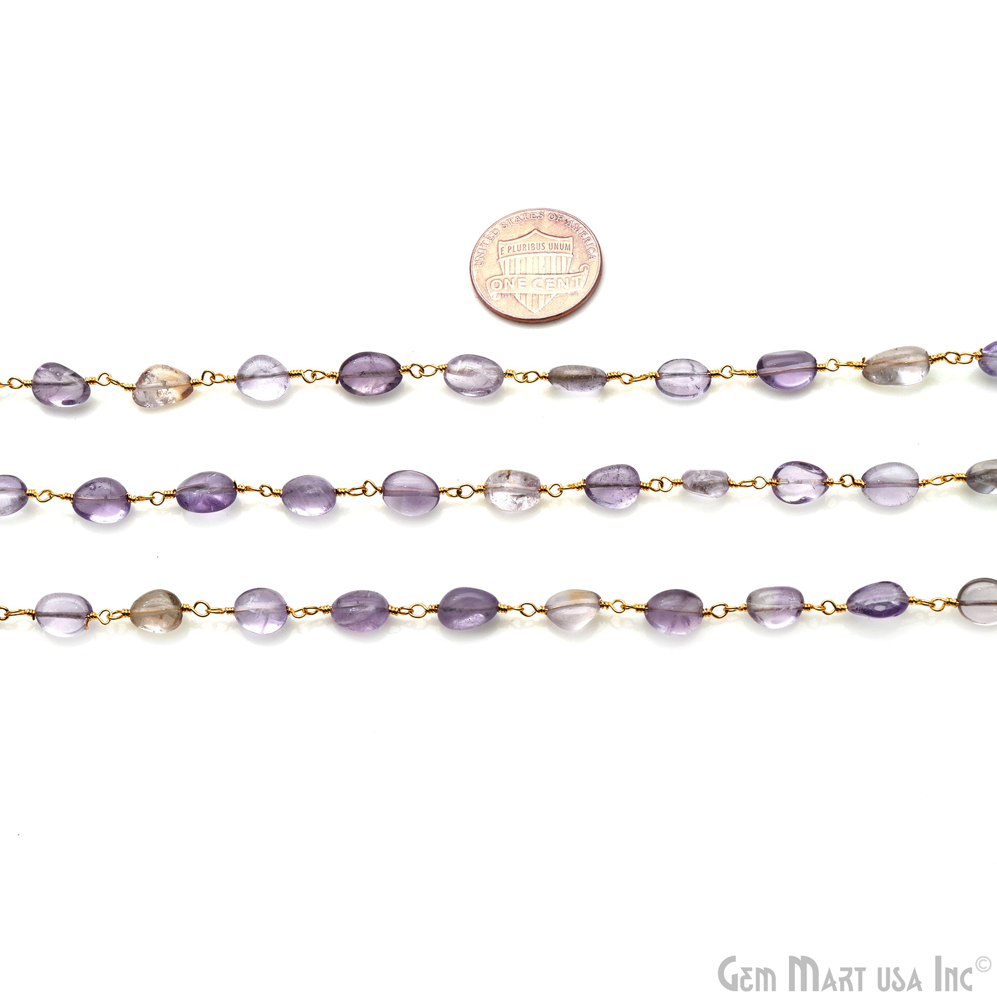 Ametrine 8x5mm Tumble Beads Gold Plated Rosary Chain