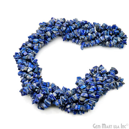 Lapis Chip Beads, 34 Inch, Natural Chip Strands, Drilled Strung Nugget Beads, 7-10mm, Polished, GemMartUSA (CHLP-70004)