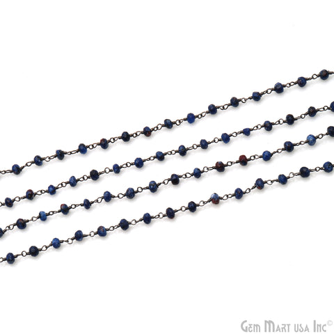 Sodalite Jade 4mm Faceted Beads Oxidized Wire Wrapped Rosary