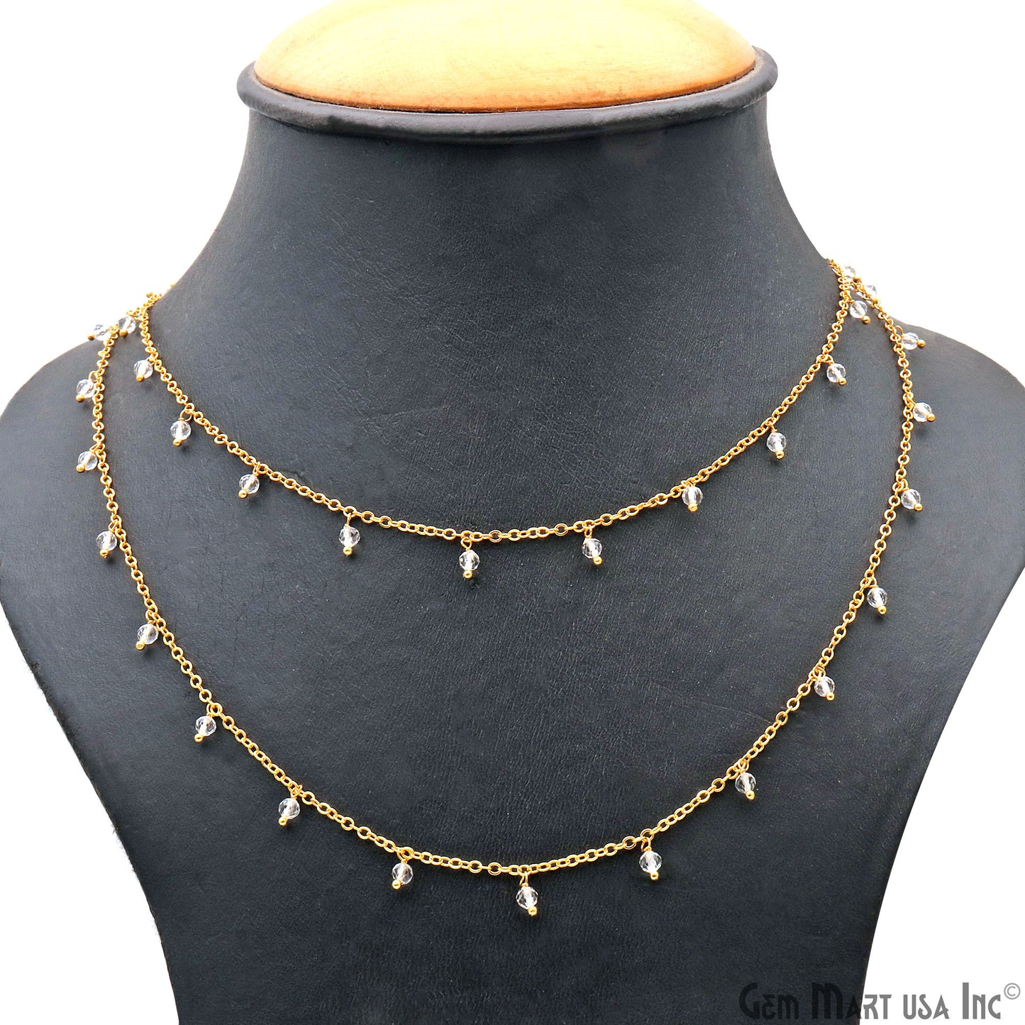 Crystal Faceted Beads 3-4mm Gold Plated Cluster Dangle Chain