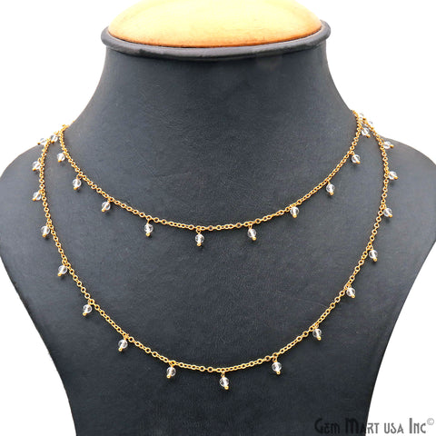 Crystal Faceted Beads 3-4mm Gold Plated Cluster Dangle Chain