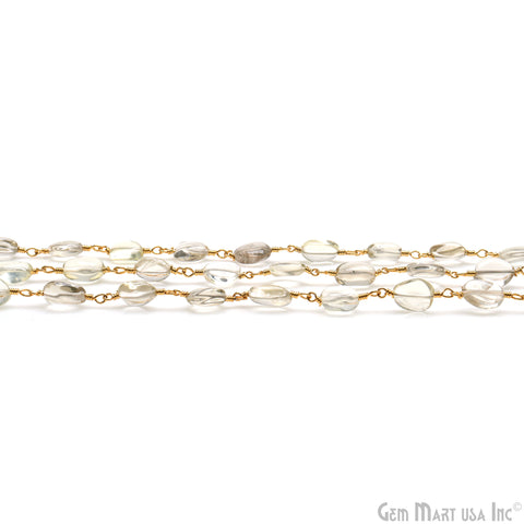 Lemon Topaz 8x5mm Tumble Beads Gold Plated Rosary Chain