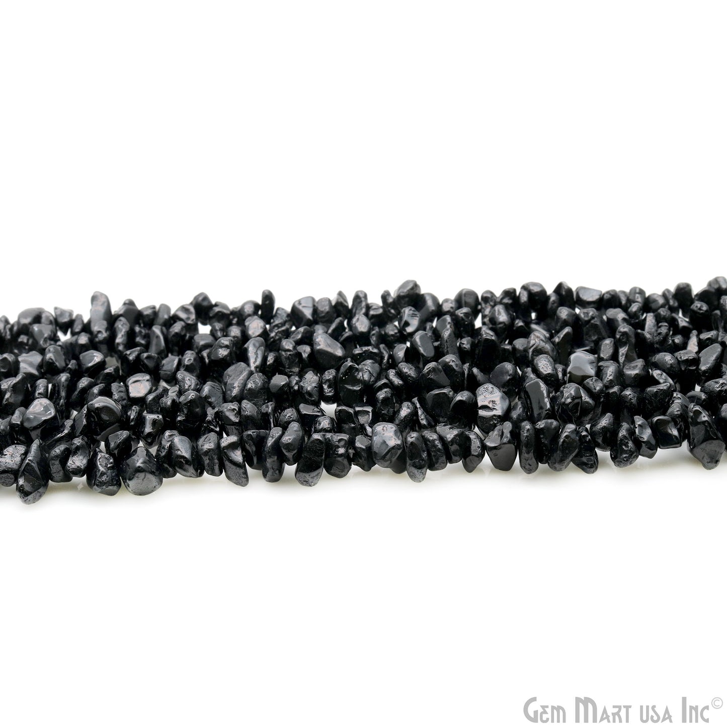 Black Spinel Chip Beads, 34 Inch, Natural Chip Strands, Drilled Strung Nugget Beads, 7-10mm, Polished, GemMartUSA (CHSB-70004)