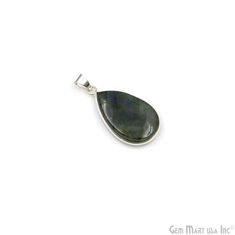 Labradorite Gemstone Pears 37x21mm Sterling Silver Necklace Pendant 1PC