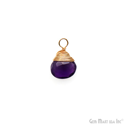 Amethyst Drop 15x9mm Gold Wire Wrapped Single Bail Gemstone Connector