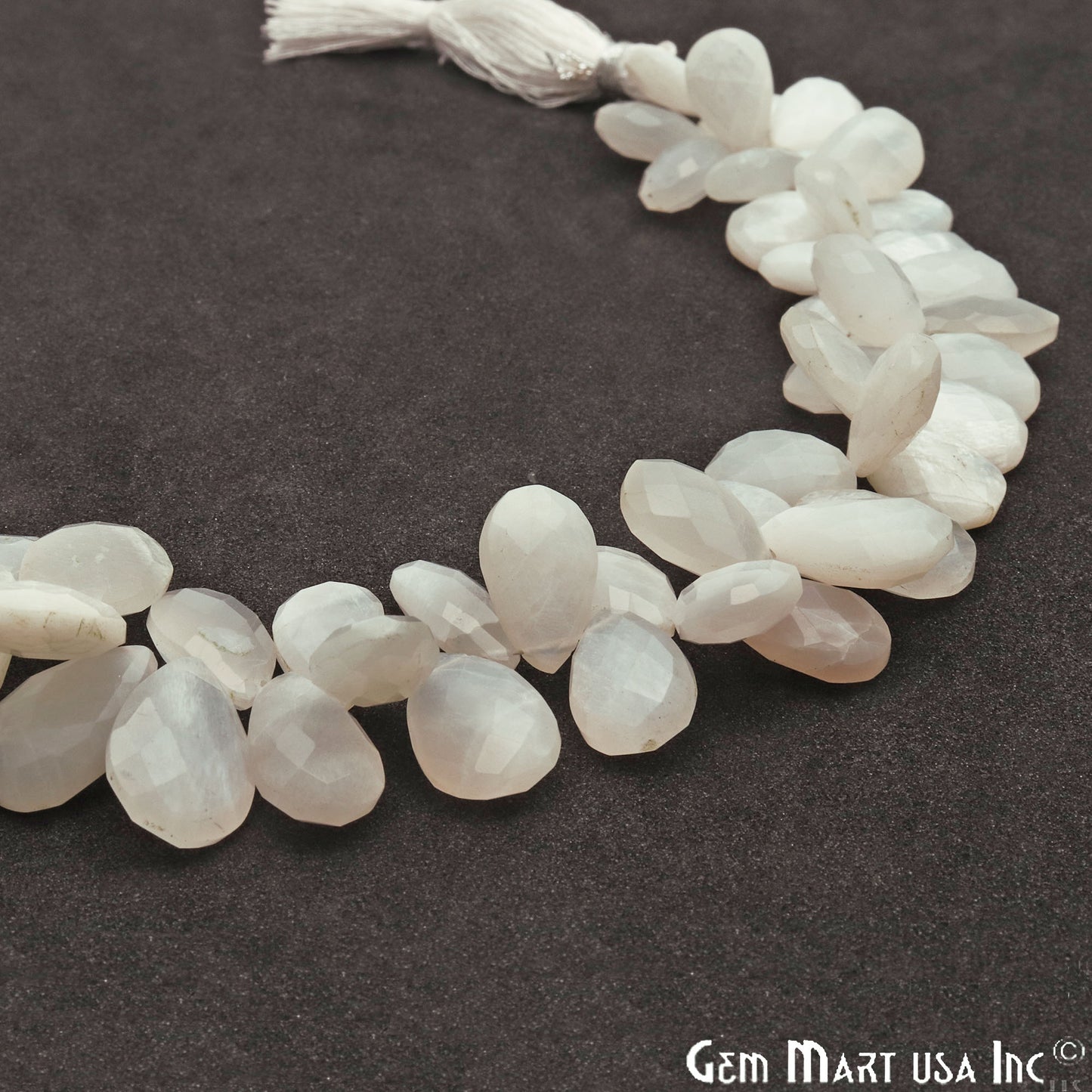 White Moonstone Pears 16x9mm Crafting Beads Gemstone Briolette Strands 8 INCH - GemMartUSA