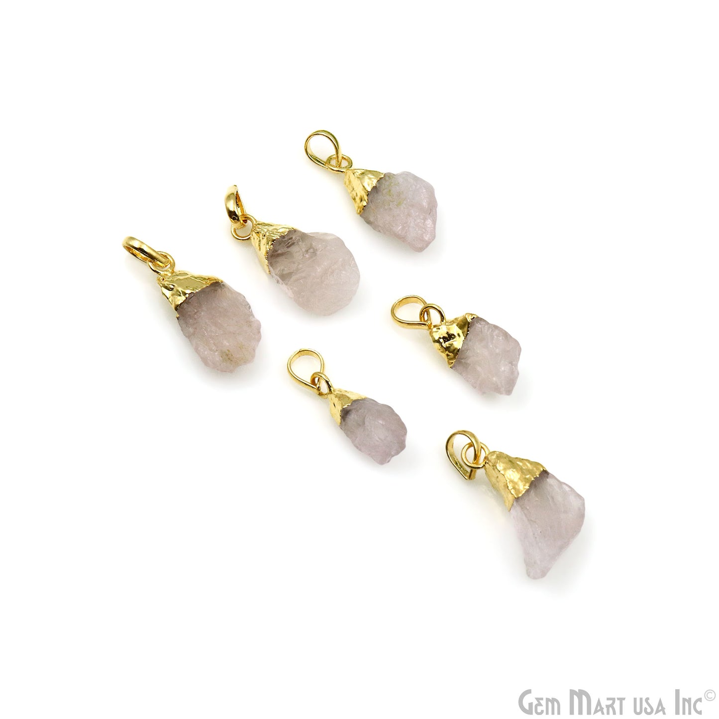 Rose Quartz Organic 25x22mm Gold Electroplated Single Bail Gemstone Pendant