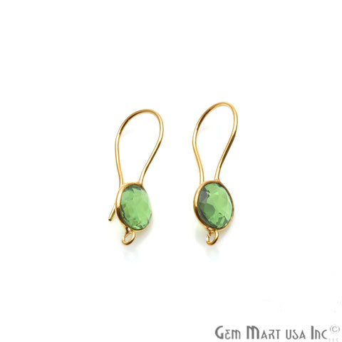 DIY Gemstone 26x9mm Gold Plated Round Hook Earring (Pick Gemstone) - GemMartUSA