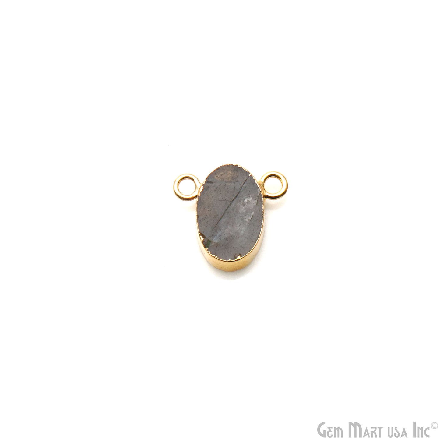 Labradorite Organic 13x12mm Gold Electroplated Double Bail Connector