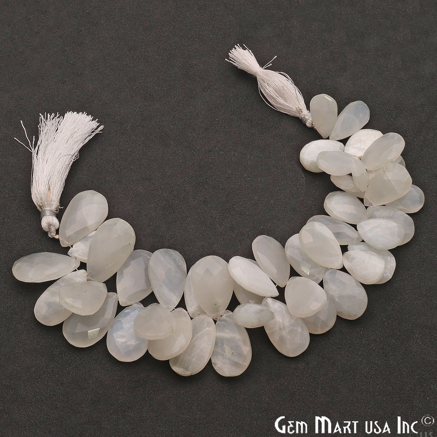 White Moonstone Pears 24x15mm Crafting Beads Gemstone Briolette Strands 8 INCH - GemMartUSA