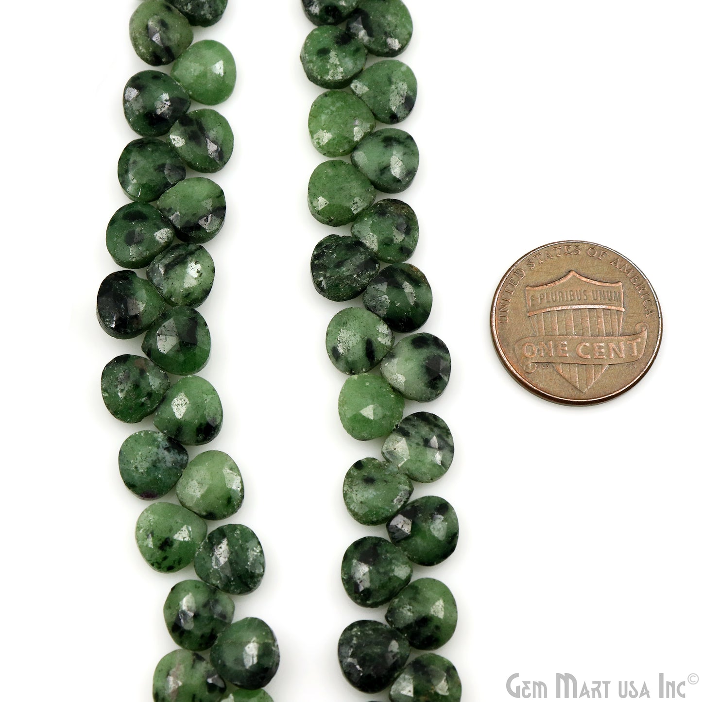 Ruby Zoisite Heart Beads, 7 Inch Gemstone Strands, Drilled Strung Briolette Beads, Heart Shape, 7mm