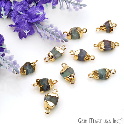 Rough Fluorite Organic 14x6mm Gold Electroplated Pendant Connector - GemMartUSA