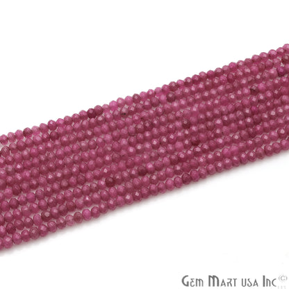 Hot Pink Jade 3-4mm Faceted Rondelle Beads Strands 14Inch - GemMartUSA