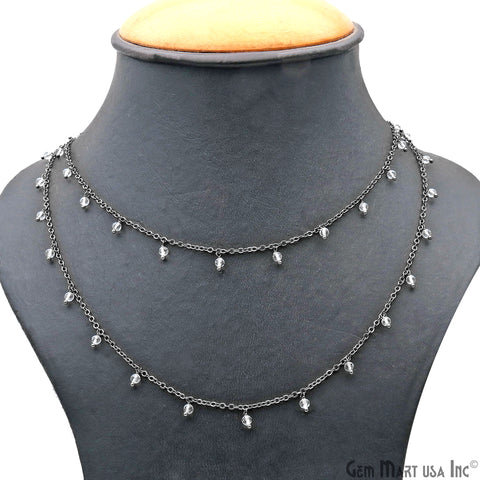 Crystal Faceted Beads 3-4mm Oxidized Cluster Dangle Chain