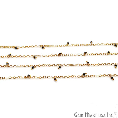 Black Spinel DAngel Gemstone Beaded Wire Wrapped Rosary Chain - GemMartUSA