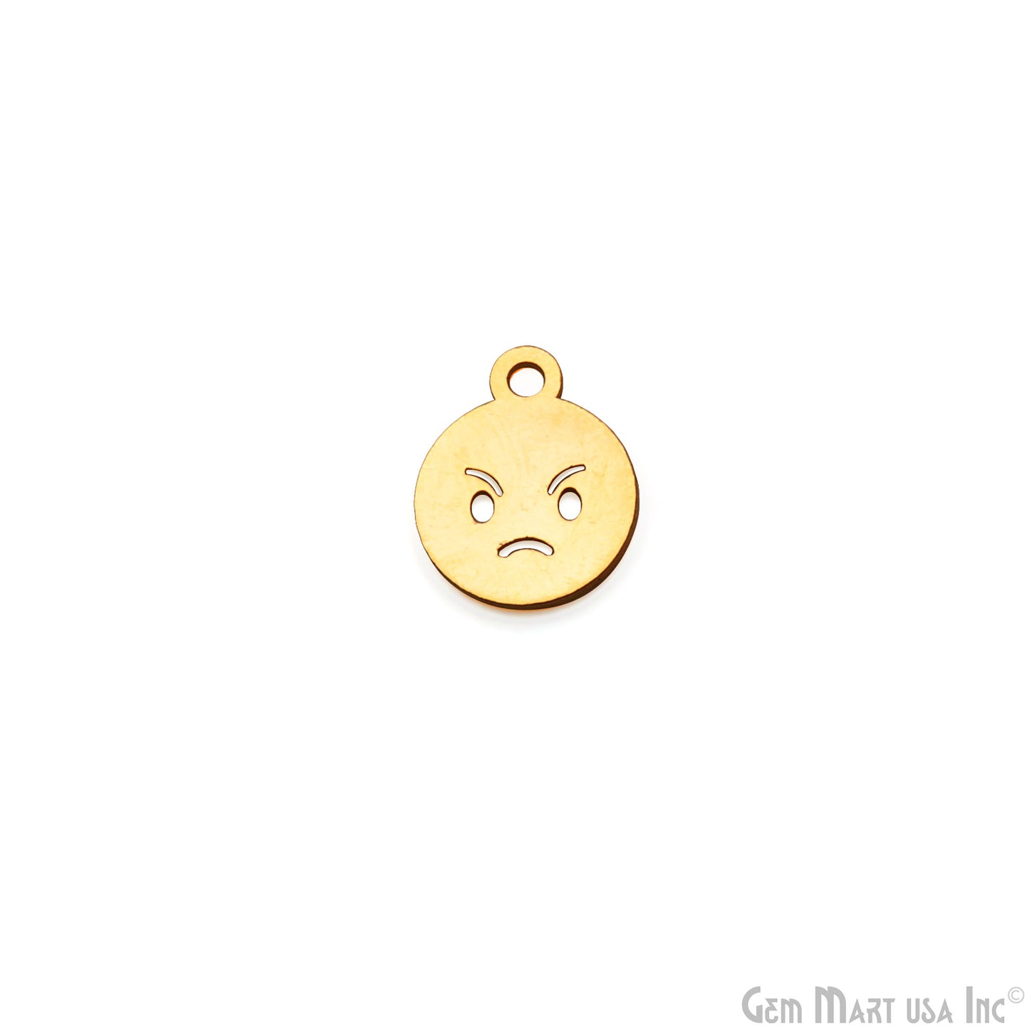 Emoji Shape Laser Finding Gold Plated 14.9x12mm Charm For Bracelets & Pendants