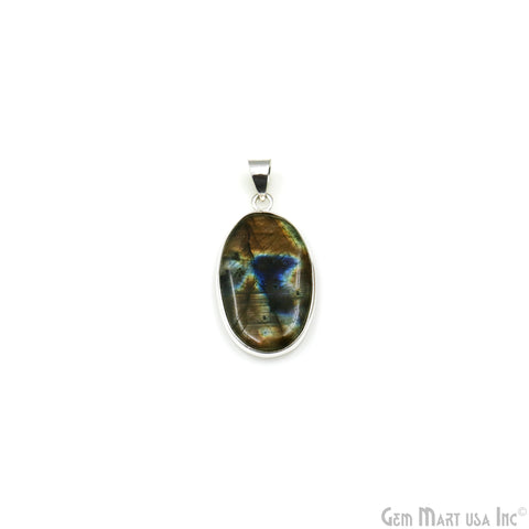 Labradorite Gemstone Oval 35x20mm Sterling Silver Necklace Pendant 1PC