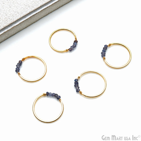 Round 21mm Gold Plated Wire Wrapped Gemstone Beads Hoop Connector