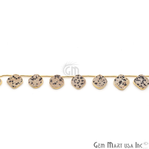 Dalmation Jasper Free Form Gold Electroplated 18x15mm Crafting Beads Gemstone 9 Inch Strands - GemMartUSA