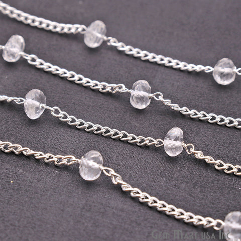 Crystal 6-7mm Silver Plated Rondelle Beads Chain