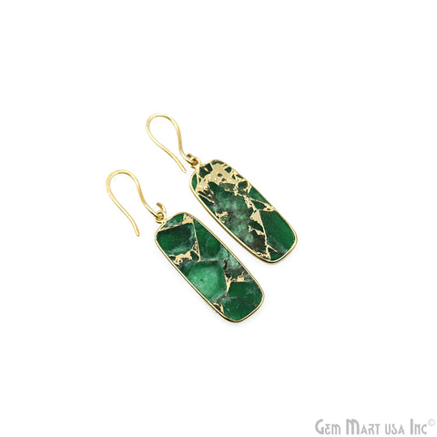 Green Mohave 34x12mm Gold Plated Single Bail Earring Connector 1 Pair