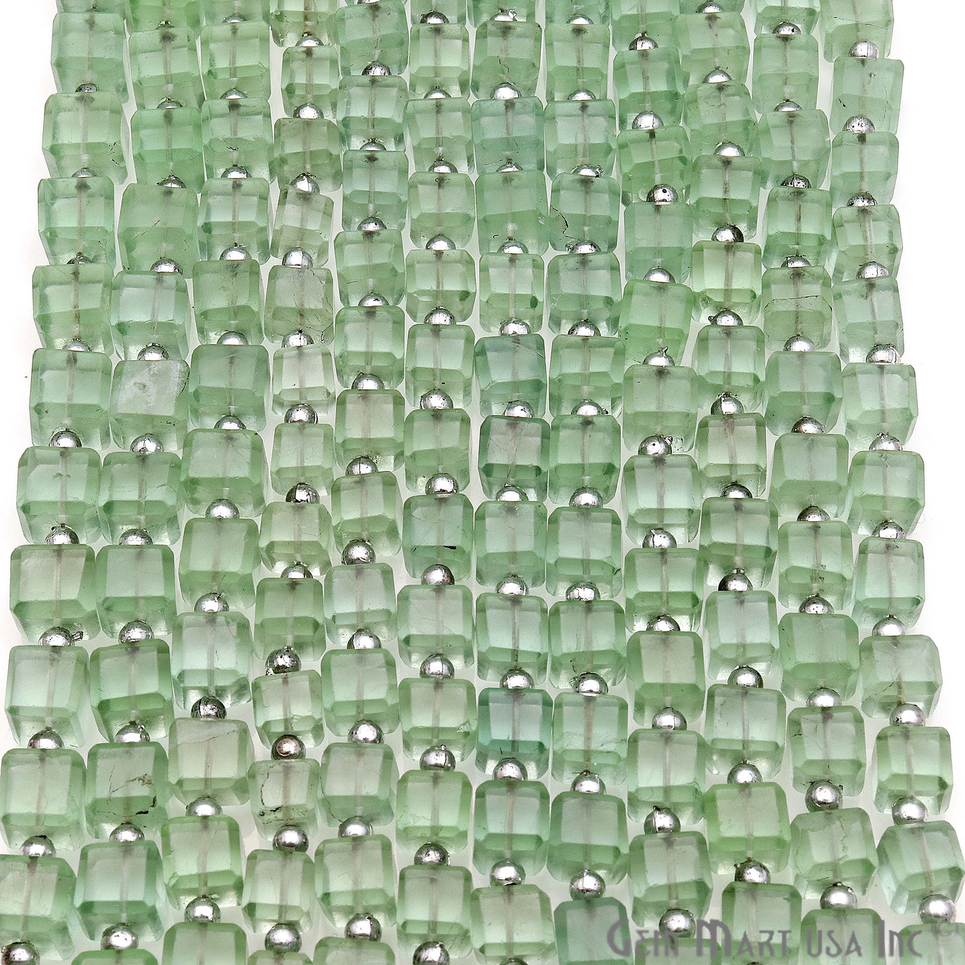 Green Fluorite Box 6-7mm Faceted Crafting Beads Gemstone Briolette Strands 8 Inch - GemMartUSA