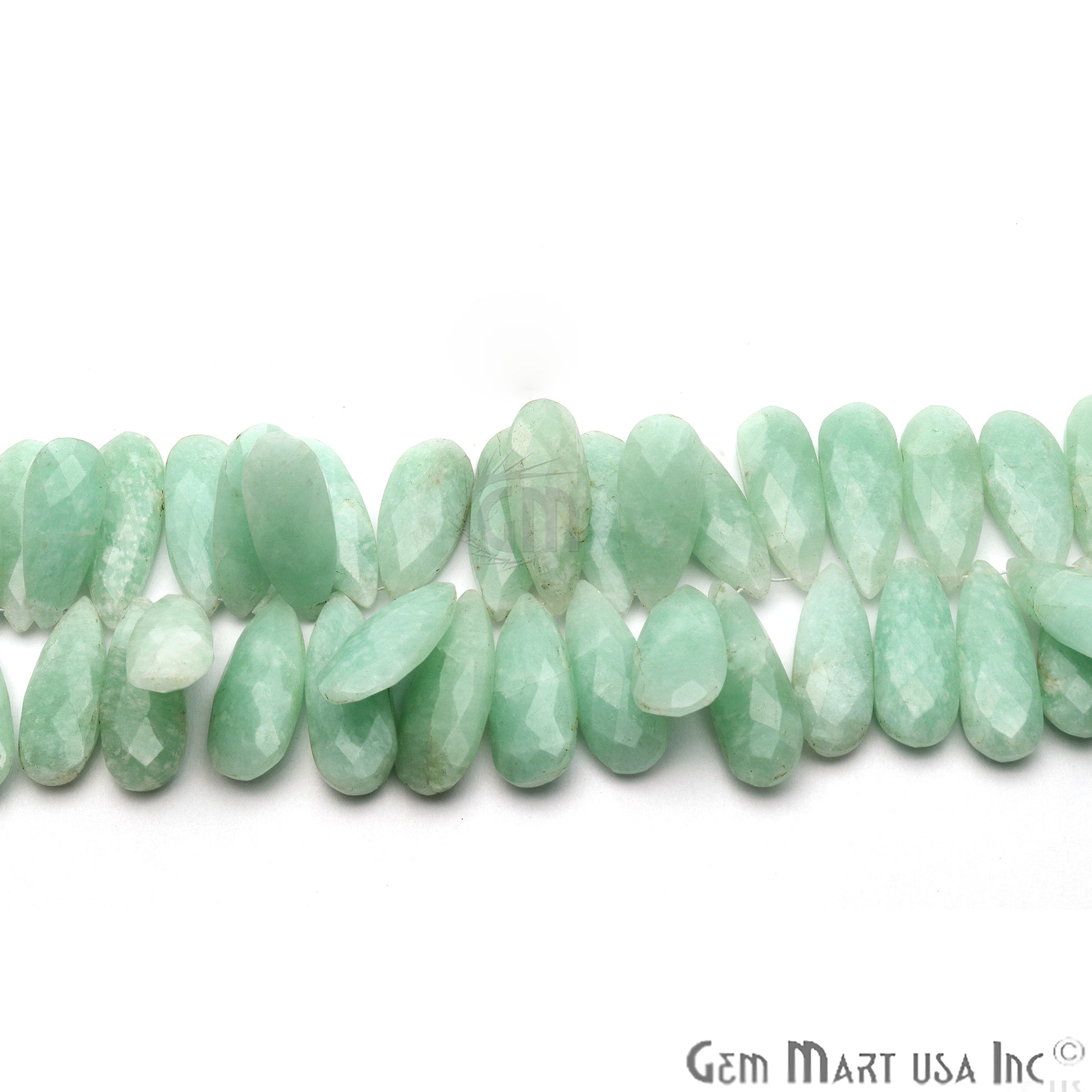 Amazonite Pears 28x12mm Crafting Beads Gemstone Briolette Strands 8 Inch - GemMartUSA