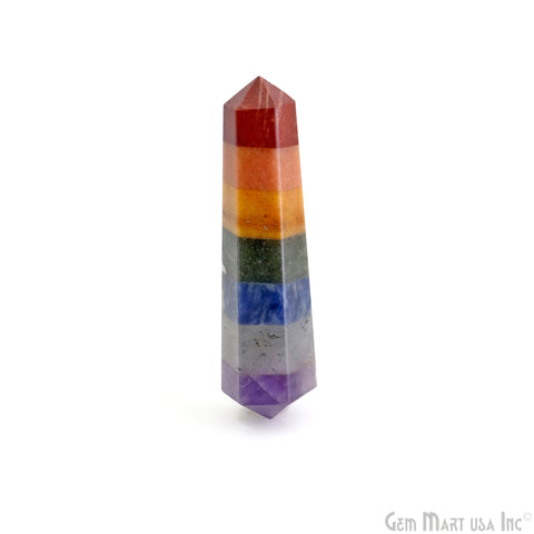 7 Chakra Double Point Pencil Tower Healing Meditation Gemstones 2-3 Inch