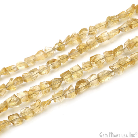 Citrine Rough Beads, 8 Inch Gemstone Strands, Drilled Strung Briolette Beads, Free Form, 7x5mm