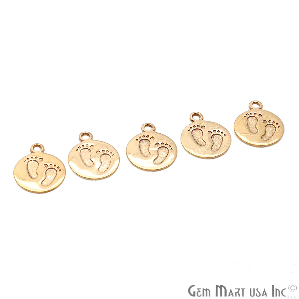 Foot Print Gold Plated Round Charm Connector - GemMartUSA