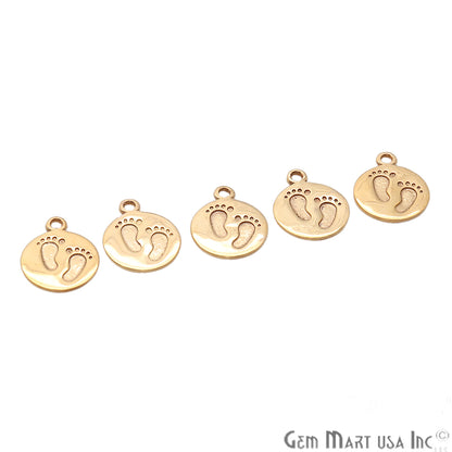 Foot Print Gold Plated Round Charm Connector - GemMartUSA