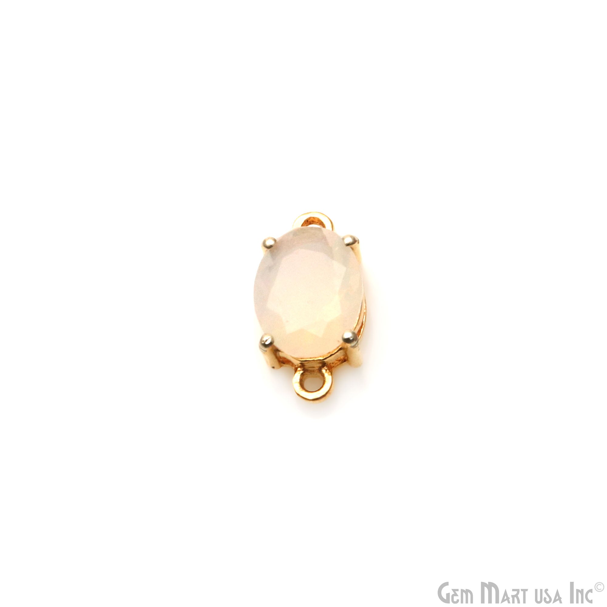 Ethiopian Opal Prong Setting Gold Plated Gemstone Connector