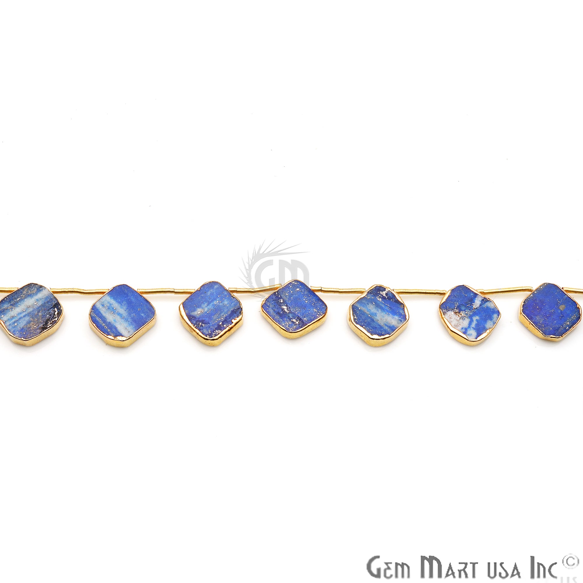 Lapis Free Form Gold Electroplated 18x15mm Crafting Beads Gemstone 9 Inch Strands - GemMartUSA