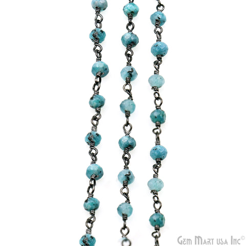 Chrysocolla Jade Faceted Beads 4mm Oxidized Gemstone Rosary Chain