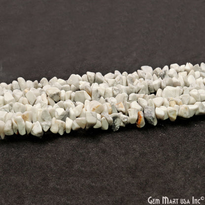 Howlite Chip Beads, 34 Inch, Natural Chip Strands, Drilled Strung Nugget Beads, 7-10mm, Polished, GemMartUSA (CHHW-70004)