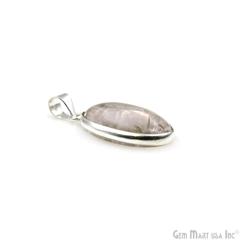 Rose Quartz Gemstone Oval 31x16mm Sterling Silver Necklace Pendant 1PC