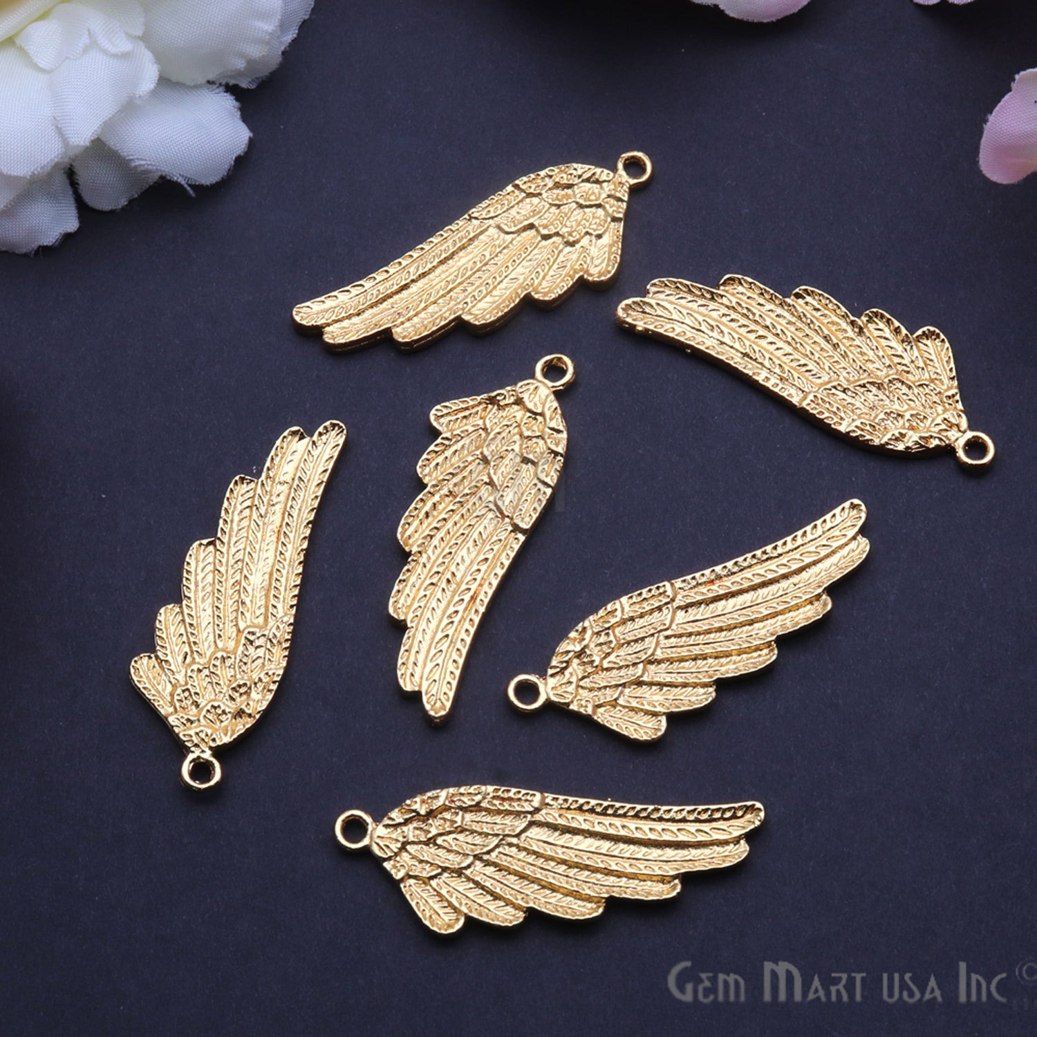 Angel Wings Charm 42x15mm Finding Connector (Pick Your Metal) - GemMartUSA